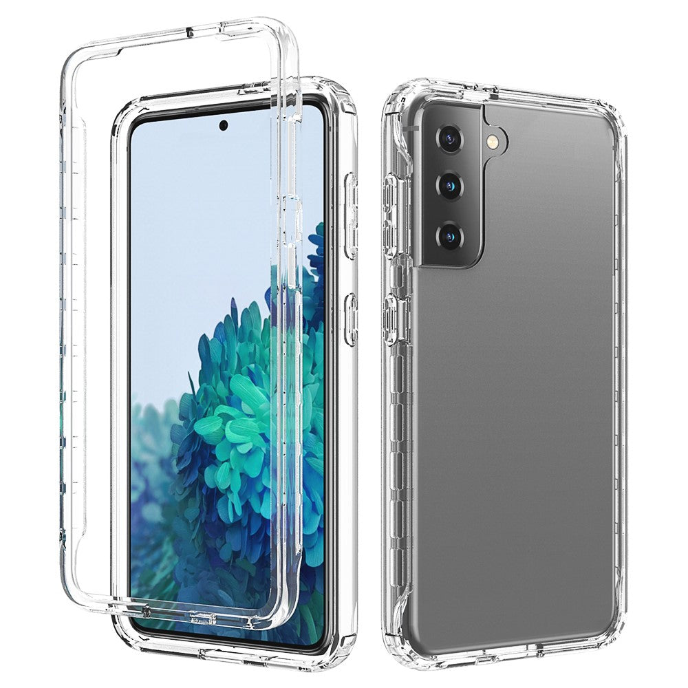 Avtagbart 2-i-1 Transparent Gradient Color Clear TPU + PC Skal för Samsung Galaxy S21 5G/4G