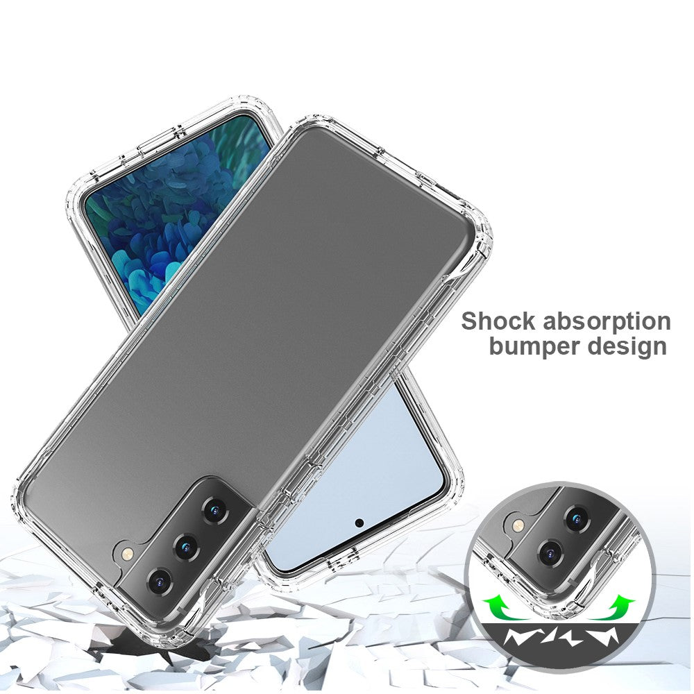 Avtagbart 2-i-1 Transparent Gradient Color Clear TPU + PC Skal för Samsung Galaxy S21 5G/4G
