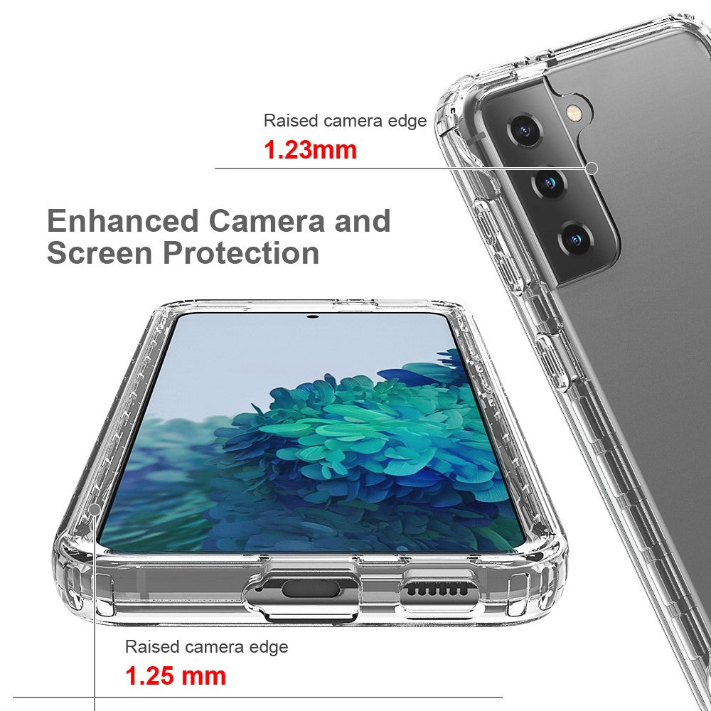 Avtagbart 2-i-1 Transparent Gradient Color Clear TPU + PC Skal för Samsung Galaxy S21 5G/4G
