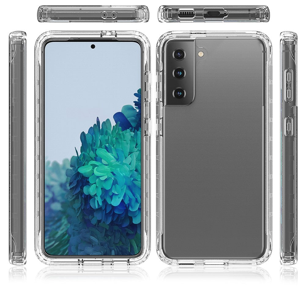 Avtagbart 2-i-1 Transparent Gradient Color Clear TPU + PC Skal för Samsung Galaxy S21 5G/4G