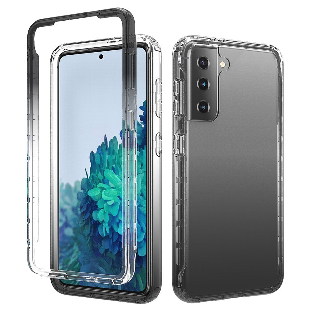 Avtagbart 2-i-1 Transparent Gradient Color Clear TPU + PC Skal för Samsung Galaxy S21 5G/4G