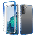 Avtagbart 2-i-1 Transparent Gradient Color Clear TPU + PC Skal för Samsung Galaxy S21 5G/4G