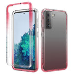 Avtagbart 2-i-1 Transparent Gradient Color Clear TPU + PC Skal för Samsung Galaxy S21 5G/4G