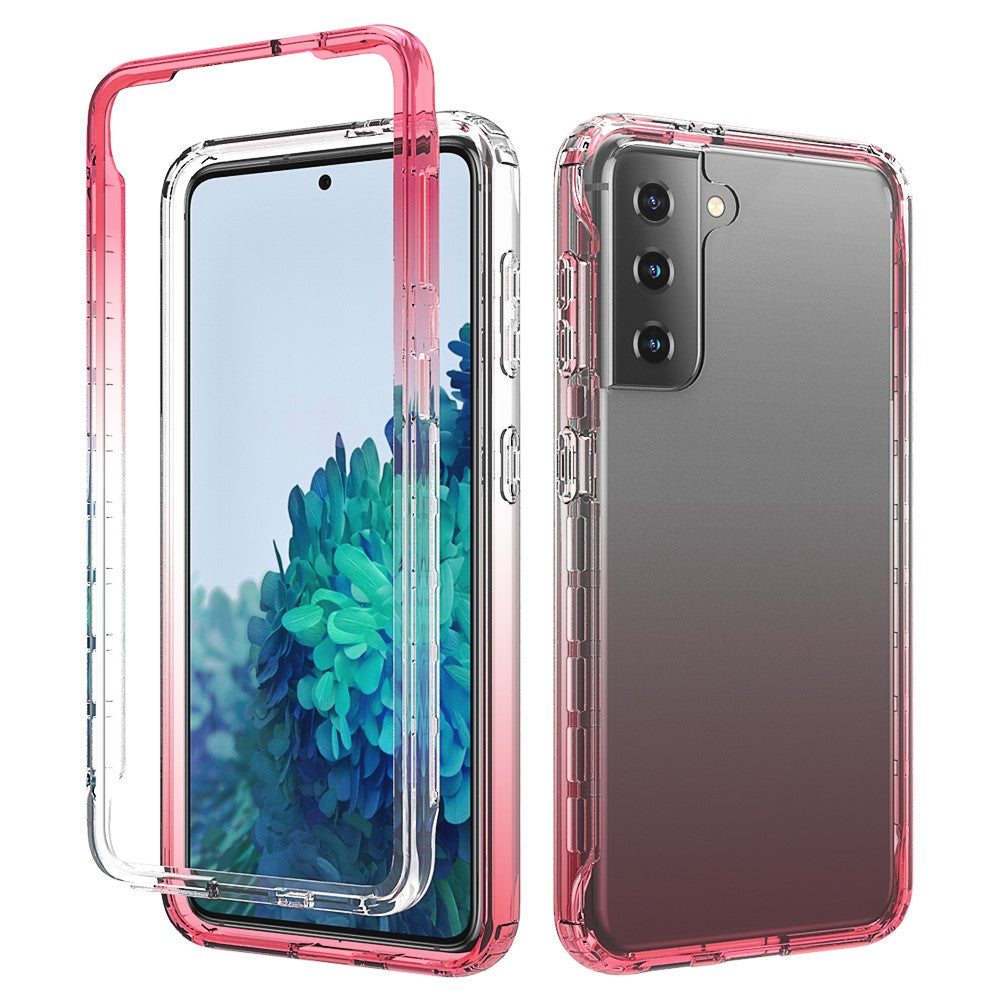 Detachable 2-in-1 Transparent Gradient Color Clear TPU + PC Shell for Samsung Galaxy S21 5G/4G