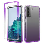 Avtagbart 2-i-1 Transparent Gradient Color Clear TPU + PC Skal för Samsung Galaxy S21 5G/4G