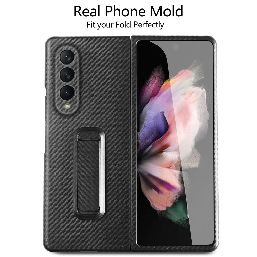 For Samsung Galaxy Z Fold3 5G Anti-Scratch Reinforced Corner Phone Case PU Leather + PC Hybrid Defender Protective Shockproof Cover with Tempered Glass Screen Protector