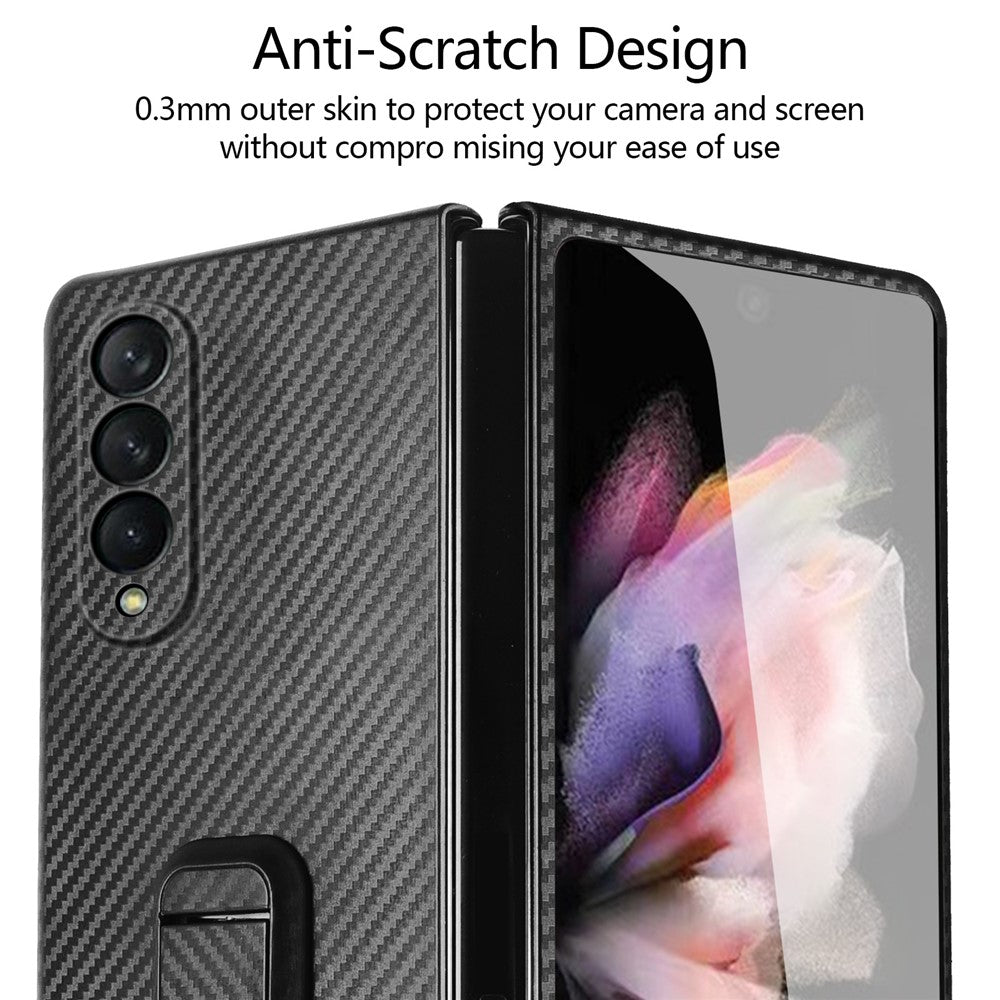 For Samsung Galaxy Z Fold3 5G Anti-Scratch Reinforced Corner Phone Case PU Leather + PC Hybrid Defender Protective Shockproof Cover with Tempered Glass Screen Protector