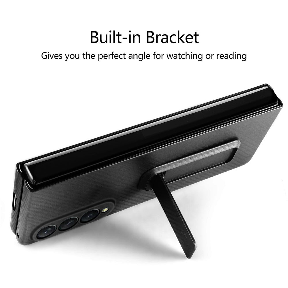 For Samsung Galaxy Z Fold3 5G Anti-Scratch Reinforced Corner Phone Case PU Leather + PC Hybrid Defender Protective Shockproof Cover with Tempered Glass Screen Protector