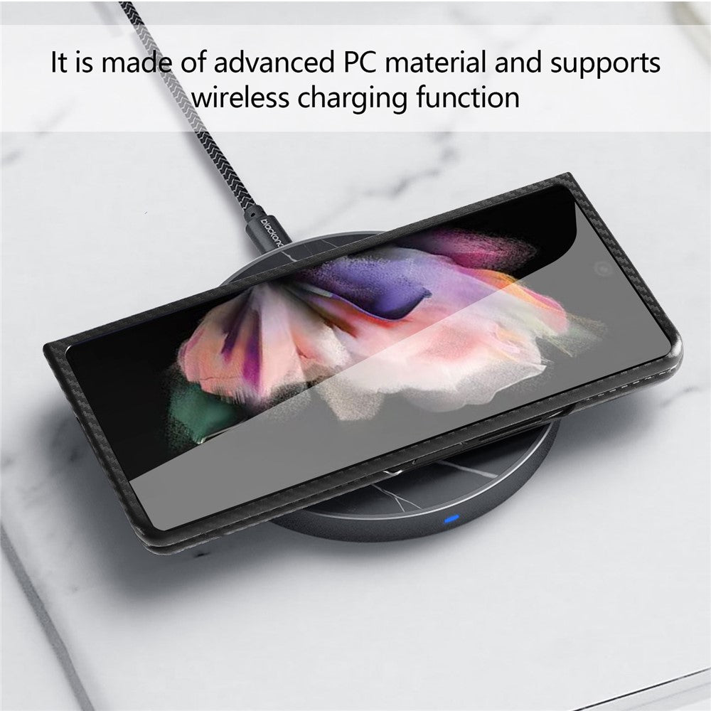 For Samsung Galaxy Z Fold3 5G Anti-Scratch Reinforced Corner Phone Case PU Leather + PC Hybrid Defender Protective Shockproof Cover with Tempered Glass Screen Protector
