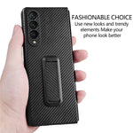 For Samsung Galaxy Z Fold3 5G Anti-Scratch Reinforced Corner Phone Case PU Leather + PC Hybrid Defender Protective Shockproof Cover with Tempered Glass Screen Protector