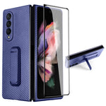 For Samsung Galaxy Z Fold3 5G Anti-Scratch Reinforced Corner Phone Case PU Leather + PC Hybrid Defender Protective Shockproof Cover with Tempered Glass Screen Protector