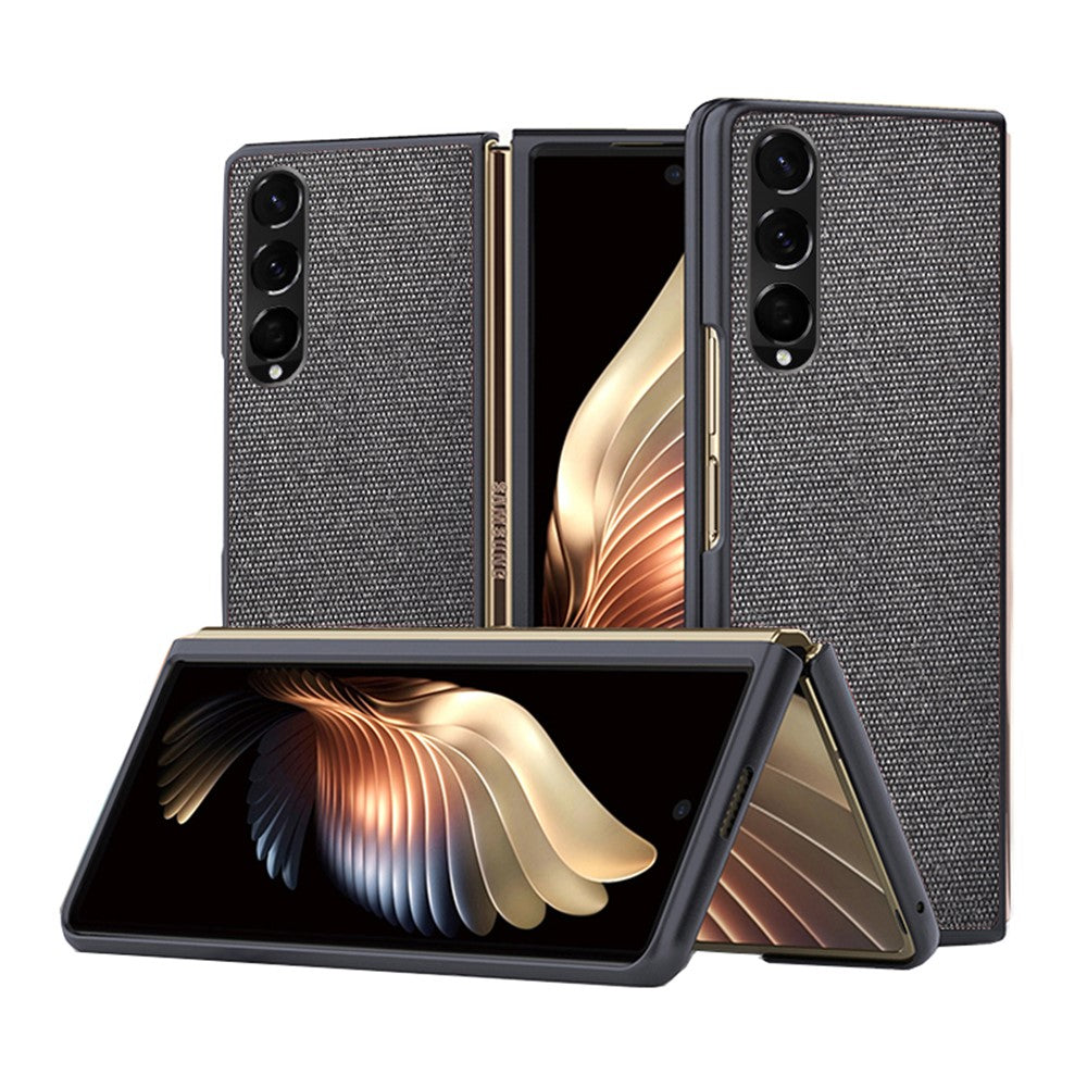 Sea Sand Textured Phone Case for Samsung Galaxy Z Fold3 5G, PU Leather Coated Hard PC Thin Durable Protective Cover