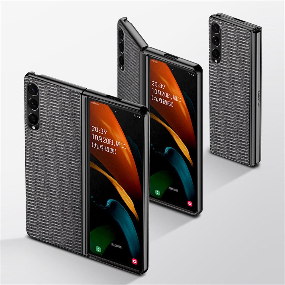 Sea Sand Textured Phone Case for Samsung Galaxy Z Fold3 5G, PU Leather Coated Hard PC Thin Durable Protective Cover