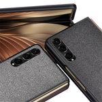Sea Sand Textured Phone Case for Samsung Galaxy Z Fold3 5G, PU Leather Coated Hard PC Thin Durable Protective Cover