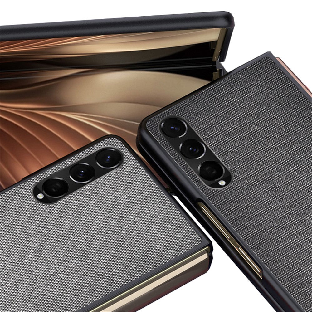 Sea Sand Textured Phone Case for Samsung Galaxy Z Fold3 5G, PU Leather Coated Hard PC Thin Durable Protective Cover