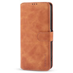 DG.MING Retro Style Leather Folio Flip Wallet Stand Cover with Strap for Samsung Galaxy A22 5G (EU Version)