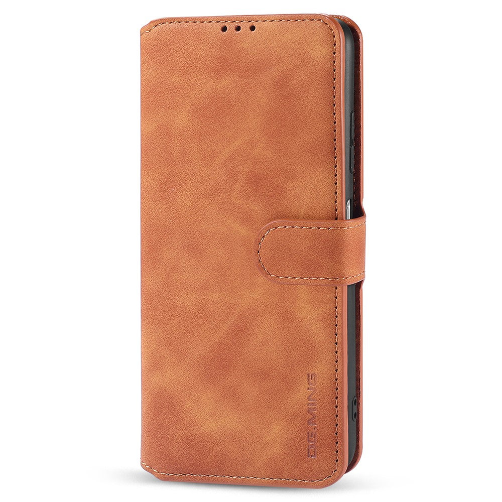 DG.MING Retro Style Leather Folio Flip Wallet Stand Cover with Strap for Samsung Galaxy A22 5G (EU Version)