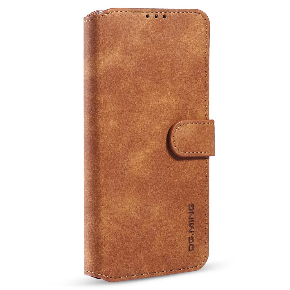 DG.MING Retro Style Leather Folio Flip Wallet Stand Cover with Strap for Samsung Galaxy A22 5G (EU Version)
