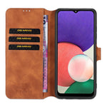 DG.MING Retro Style Leather Folio Flip Wallet Stand Cover with Strap for Samsung Galaxy A22 5G (EU Version)
