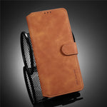 DG.MING Retro Style Leather Folio Flip Wallet Stand Cover with Strap for Samsung Galaxy A22 5G (EU Version)