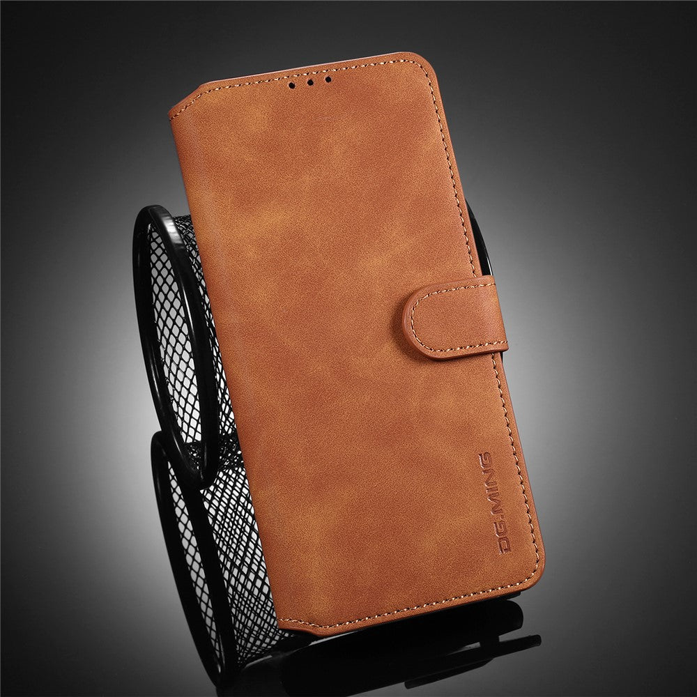 DG.MING Retro Style Leather Folio Flip Wallet Stand Cover with Strap for Samsung Galaxy A22 5G (EU Version)