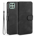 DG.MING Retro Style Leather Folio Flip Wallet Stand Cover with Strap for Samsung Galaxy A22 5G (EU Version)