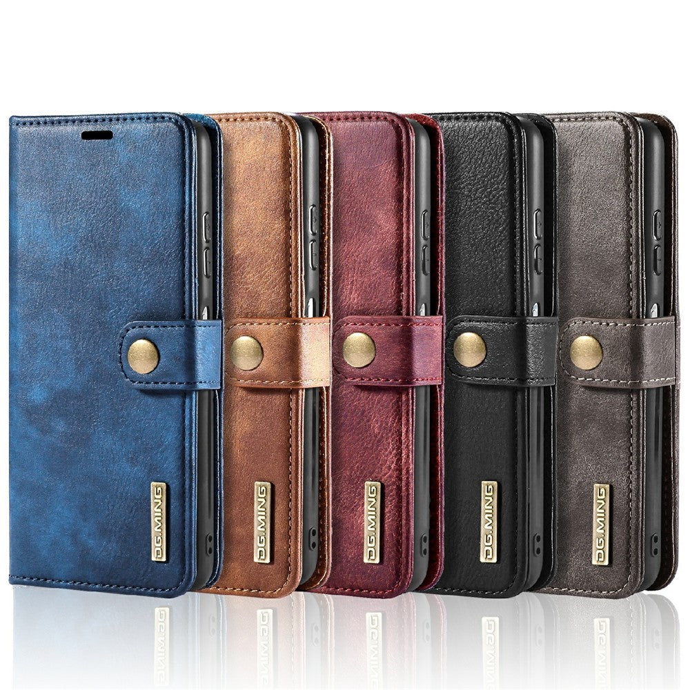 DG.MING Split Leather Wallet Design Detachable 2-in-1 Phone Case Shell for Samsung Galaxy A22 5G (EU Version)