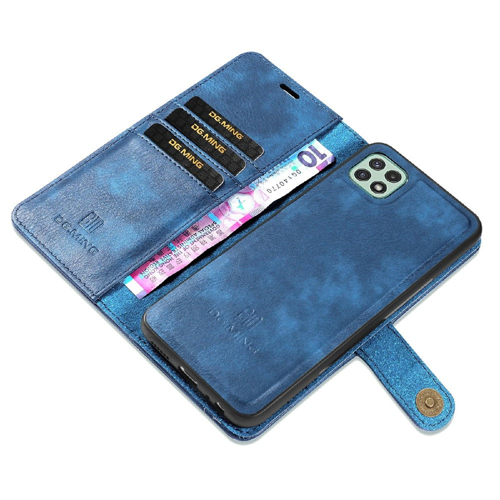 DG.MING Split Leather Wallet Design Detachable 2-in-1 Phone Case Shell for Samsung Galaxy A22 5G (EU Version)