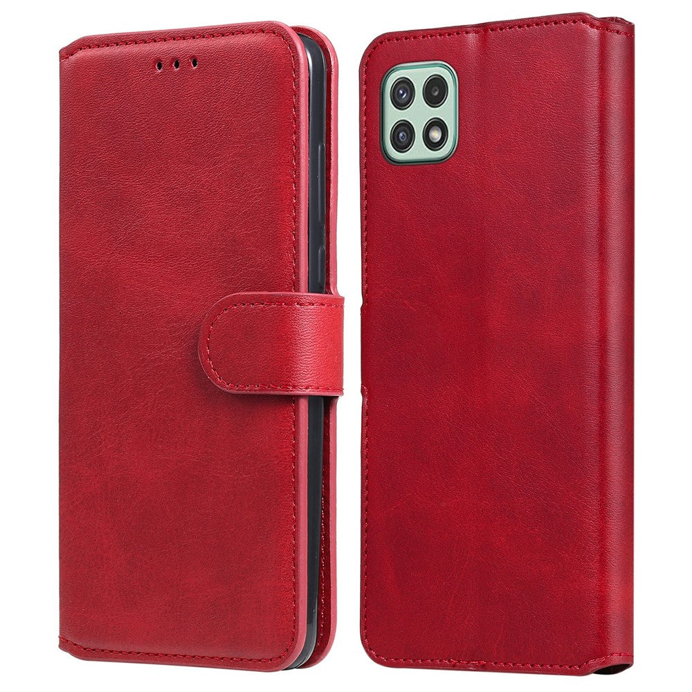 Drop-resistant Stand Design Leather Wallet Mobile Phone Cover Case for Samsung Galaxy A22 5G (EU Version)