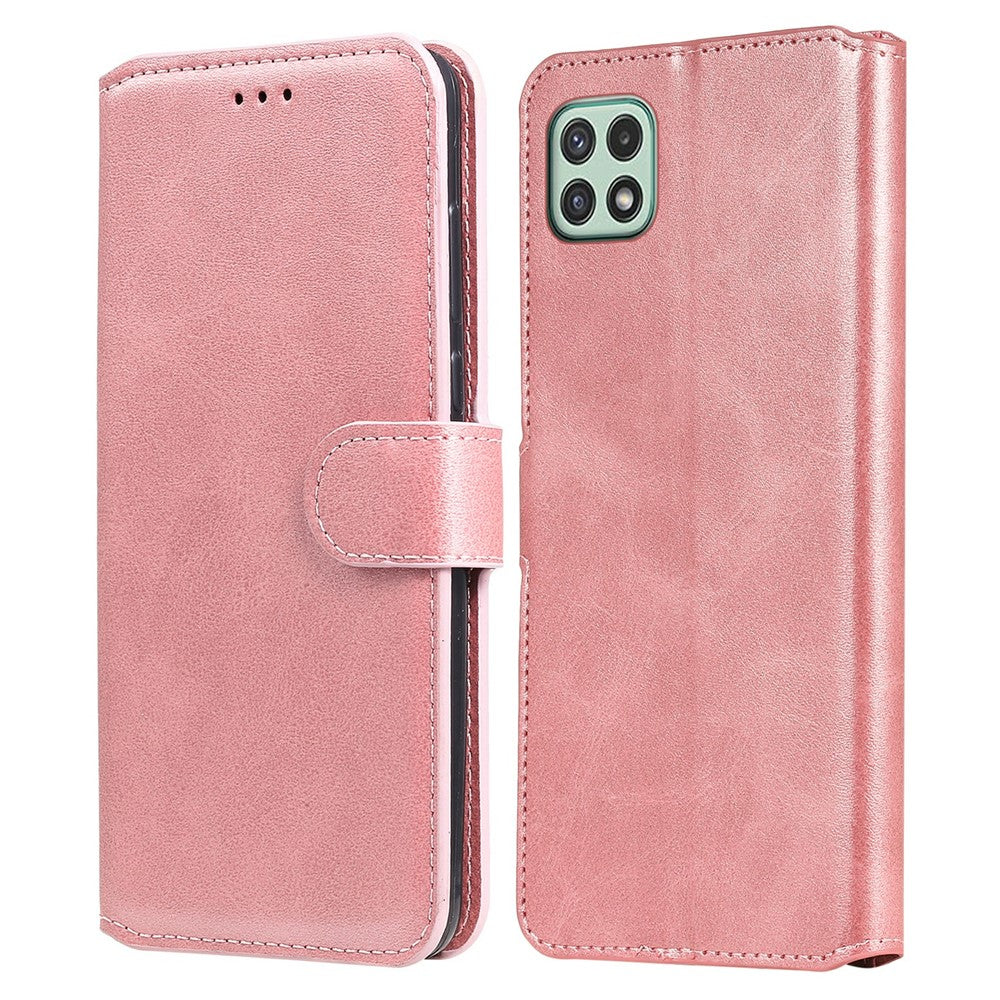 Drop-resistant Stand Design Leather Wallet Mobile Phone Cover Case for Samsung Galaxy A22 5G (EU Version)