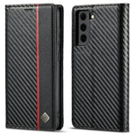 LC.IMEEKE lædercover med selvabsorberende magnetisk lukkesystem, kulfibermønster og pung til Samsung Galaxy S21 5G/4G