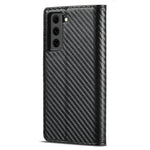 LC.IMEEKE Leather Case Carbon Fiber Pattern Phone Shell with Wallet for Samsung Galaxy S21+ 5G