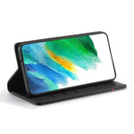 LC.IMEEKE Leather Case Carbon Fiber Pattern Phone Shell with Wallet for Samsung Galaxy S21+ 5G