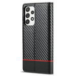 LC.IMEEKE Well-Protected Leather Case Carbon Fiber Pattern Phone Cover with Wallet for Samsung Galaxy A52 4G/5G / A52s 5G