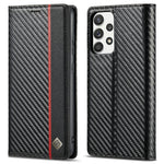 LC.IMEEKE Well-Protected Leather Case Carbon Fiber Pattern Phone Cover with Wallet for Samsung Galaxy A52 4G/5G / A52s 5G