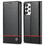 LC.IMEEKE Læder Flip Cover i Carbonfiber Design med Kortholder til Samsung Galaxy A72 4G/5G