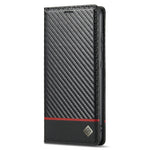 LC.IMEEKE Læder Flip Cover i Carbonfiber Design med Kortholder til Samsung Galaxy A72 4G/5G