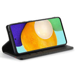 LC.IMEEKE Læder Flip Cover i Carbonfiber Design med Kortholder til Samsung Galaxy A72 4G/5G