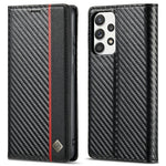 LC.IMEEKE Læder Flip Cover i Carbonfiber Design med Kortholder til Samsung Galaxy A72 4G/5G