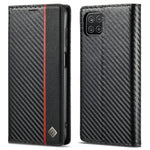 LC.IMEEKE Leather Case Carbon Fiber Pattern Phone Cover with Wallet Stand for Samsung Galaxy A22 5G (EU Version)