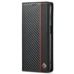 LC.IMEEKE Leather Case Carbon Fiber Pattern Phone Cover with Wallet Stand for Samsung Galaxy A22 5G (EU Version)