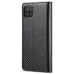 LC.IMEEKE Leather Case Carbon Fiber Pattern Phone Cover with Wallet Stand for Samsung Galaxy A22 5G (EU Version)