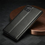 LC.IMEEKE Leather Case Carbon Fiber Pattern Phone Cover with Wallet Stand for Samsung Galaxy A22 5G (EU Version)