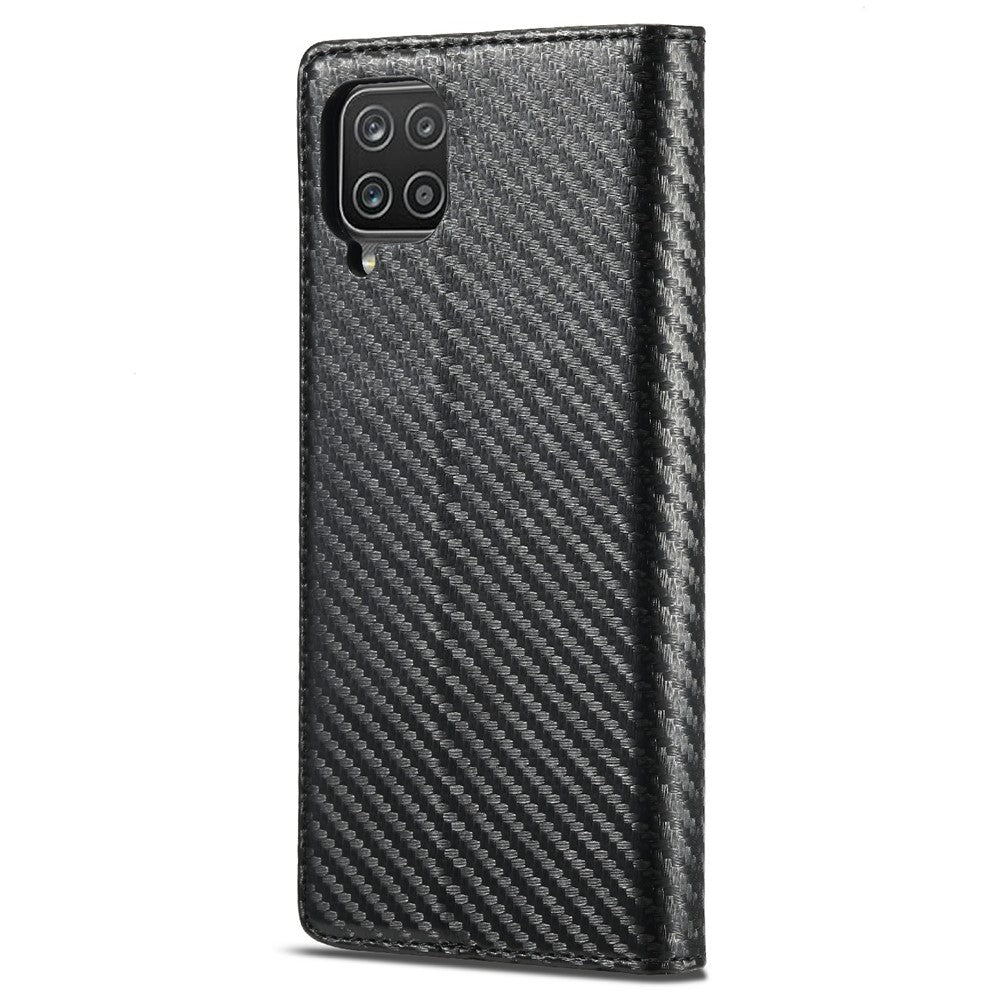LC.IMEEKE Telefoncover i PU-læder med kulfibertekstur og standerpung til Samsung Galaxy A22 4G (EU-version)