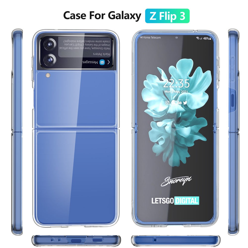 Clear Phone Case for Samsung Galaxy Z Flip3 5G, Hard PC Shock-Absorbing Back Cover