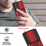 All-round Protective Camera Slide Phone Scratch-proof Back Shell with Kickstand for Samsung Galaxy A32 4G (EU Version)