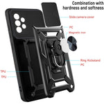 All-round Protective Camera Slide Phone Scratch-proof Back Shell with Kickstand for Samsung Galaxy A32 4G (EU Version)
