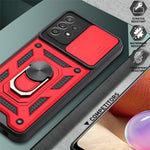 All-round Protective Camera Slide Phone Scratch-proof Back Shell with Kickstand for Samsung Galaxy A32 4G (EU Version)