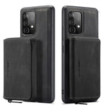 JEEHOOD Magnetisk aftageligt 2-i-1 tegnebogslæder hybrid cover med lynlås og støttefod til Samsung Galaxy A72 5G/4G