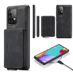 JEEHOOD Magnetisk aftageligt 2-i-1 tegnebogslæder hybrid cover med lynlås og støttefod til Samsung Galaxy A72 5G/4G